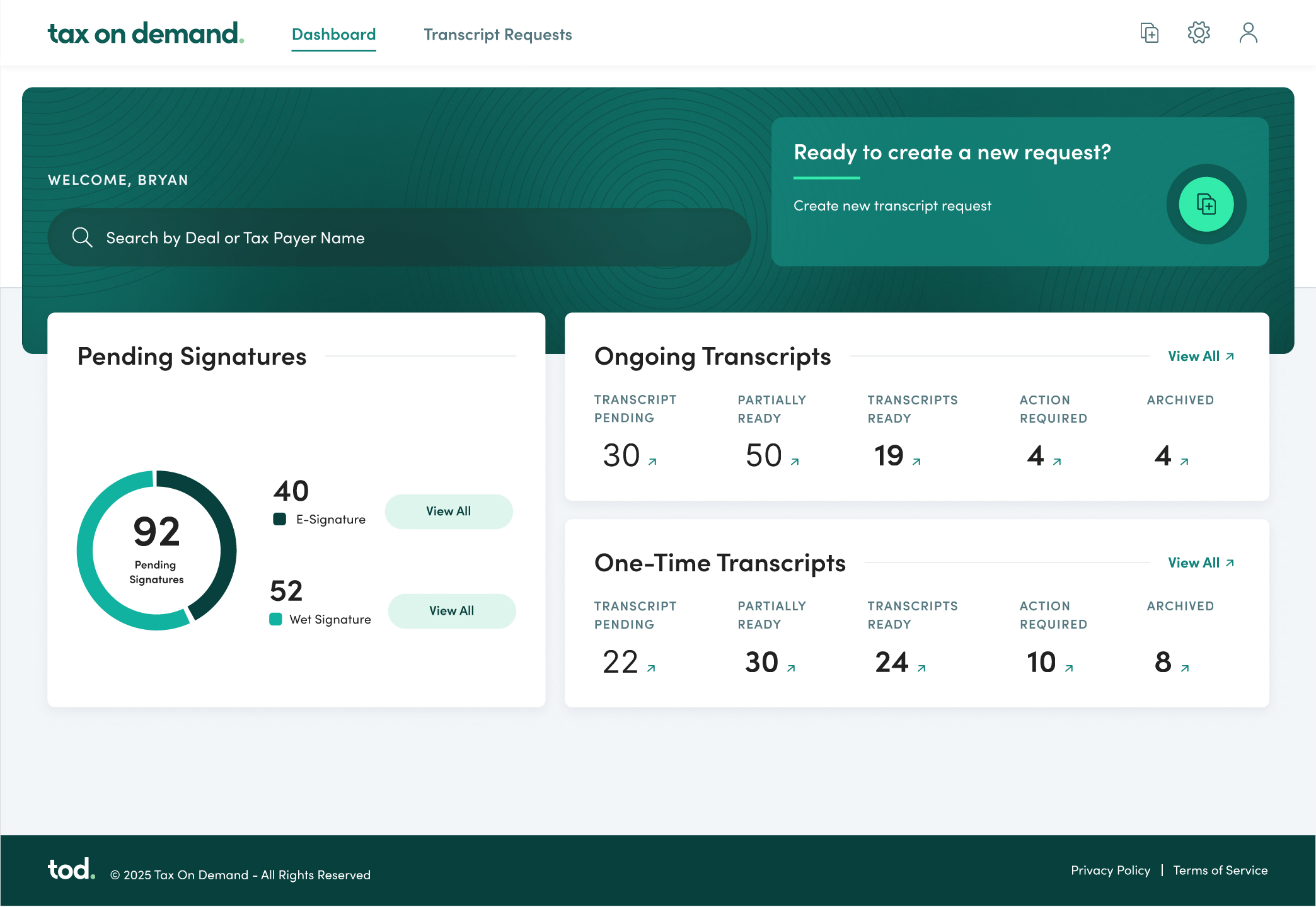 tax on demand dashboard